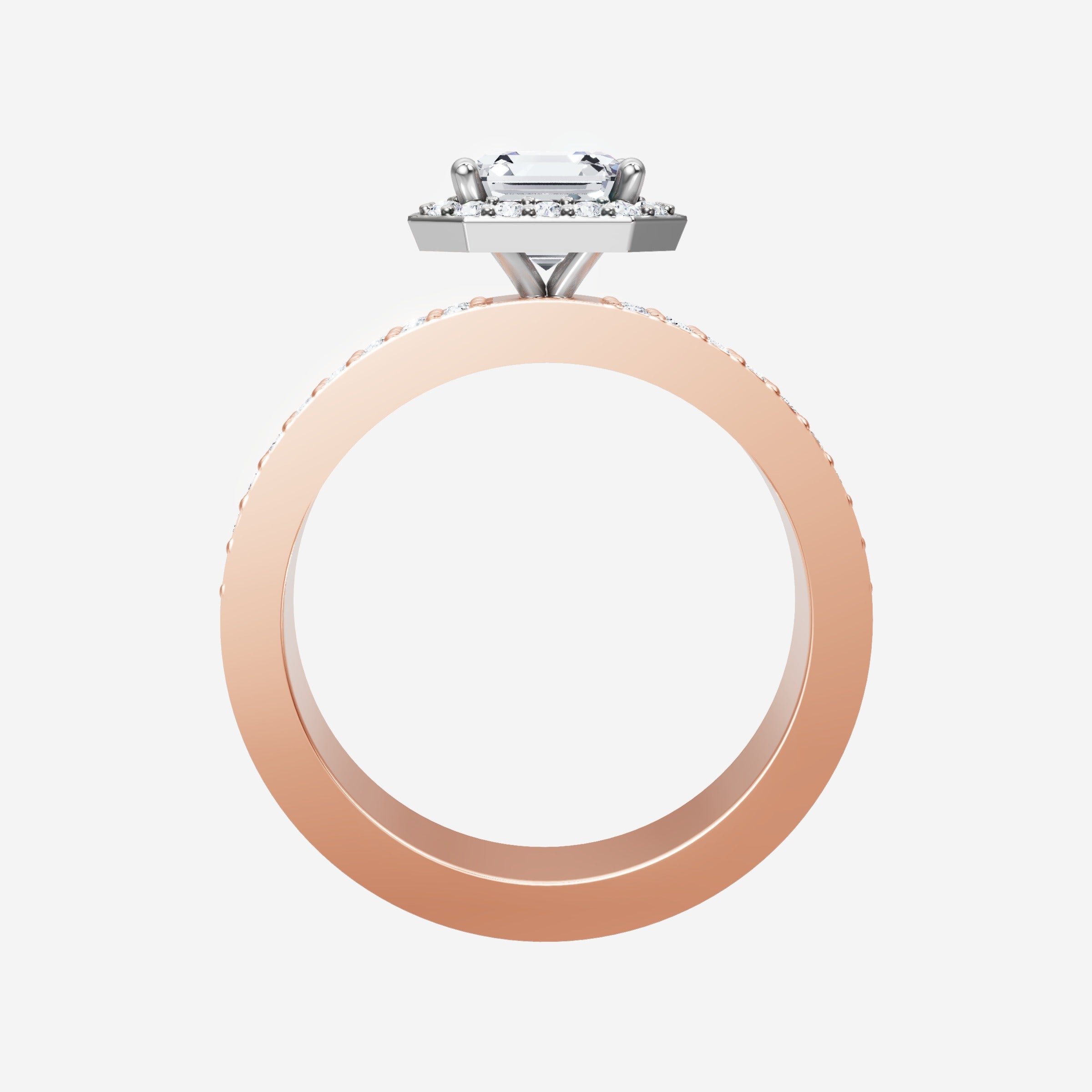 Anillo de halo dividido eterno de Asscher