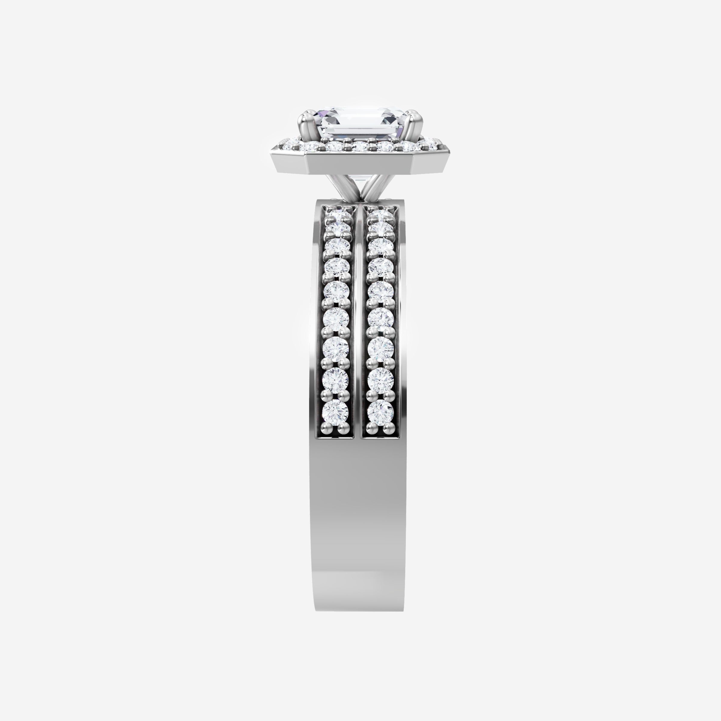 Anillo de halo dividido eterno de Asscher