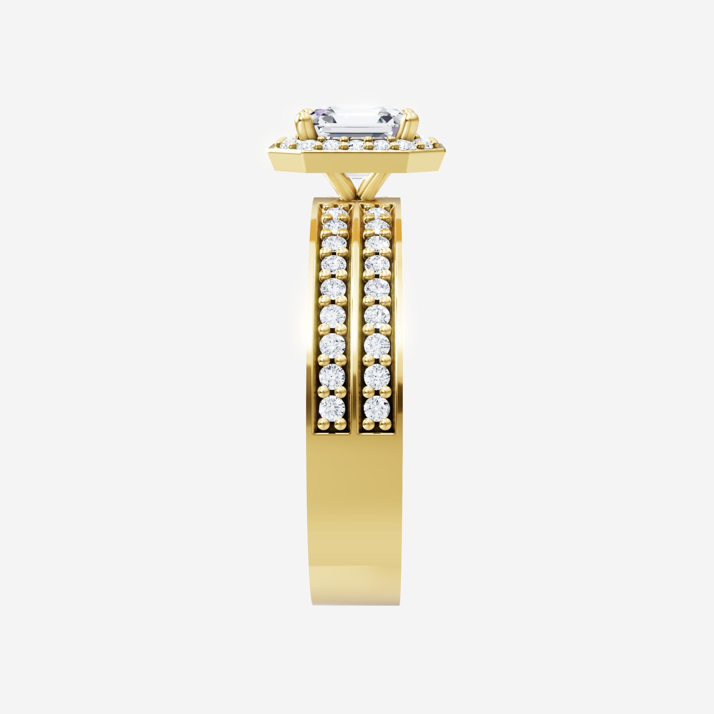 Anillo de halo dividido eterno de Asscher