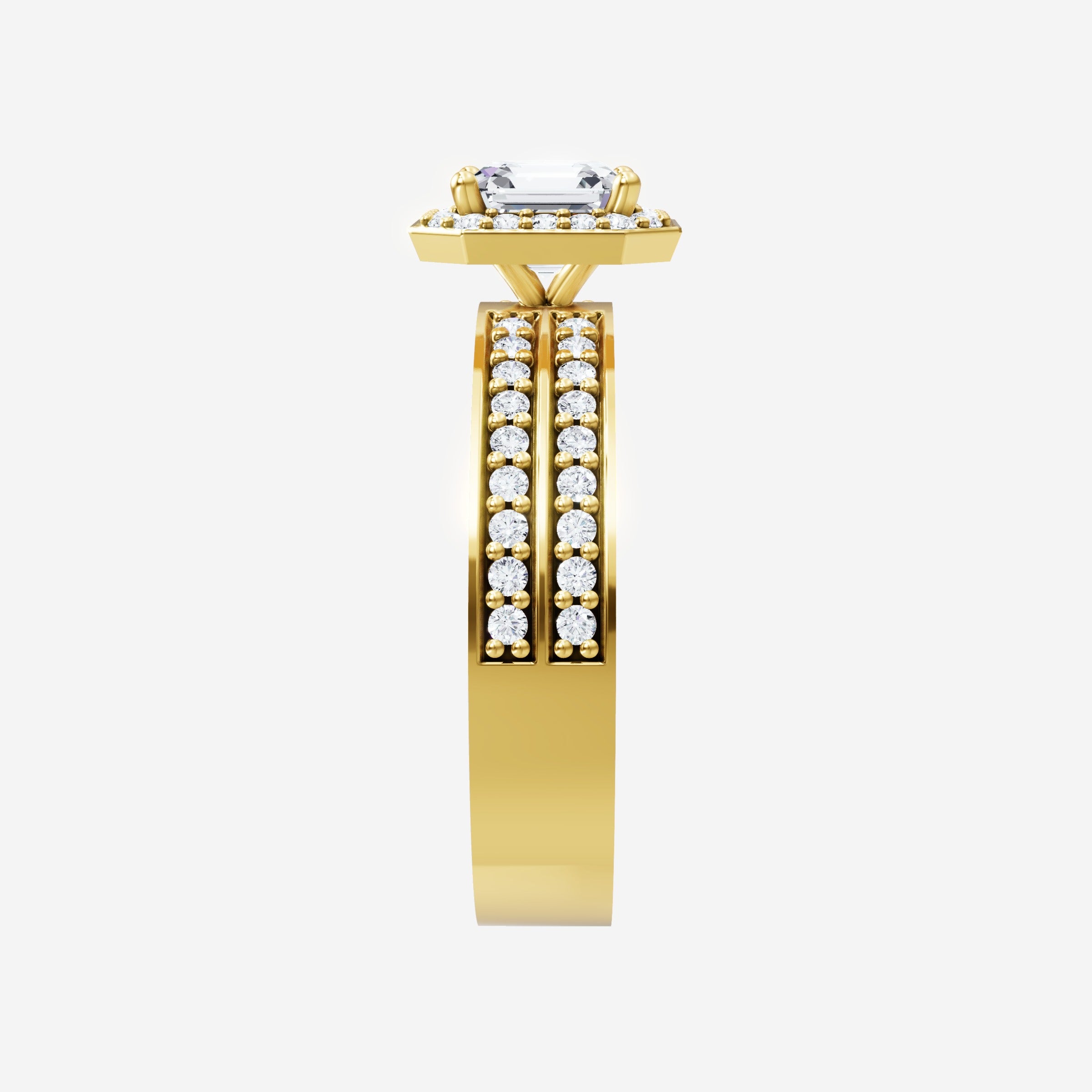 Anillo de halo dividido eterno de Asscher