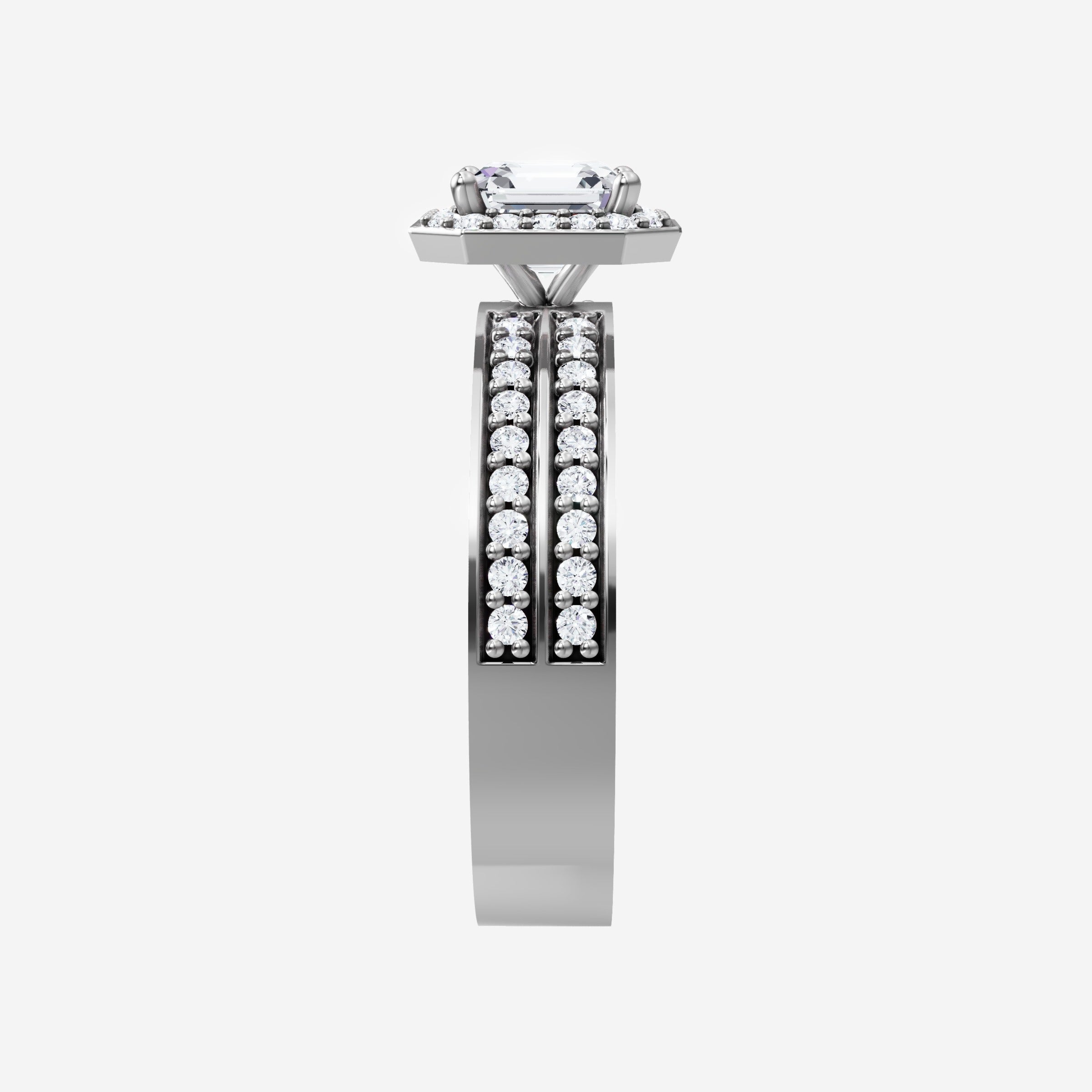 Anillo de halo dividido eterno de Asscher