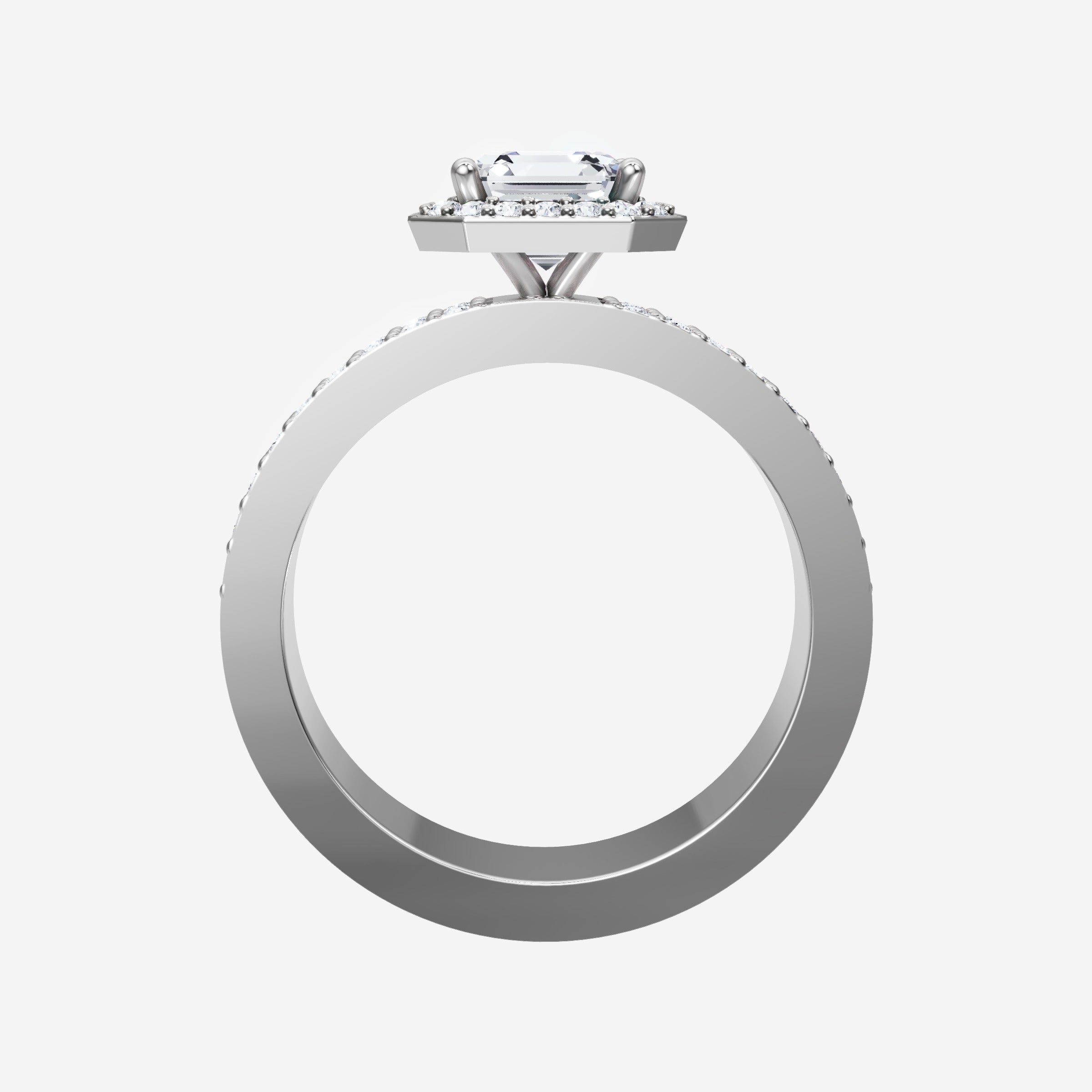 Anillo de halo dividido eterno de Asscher