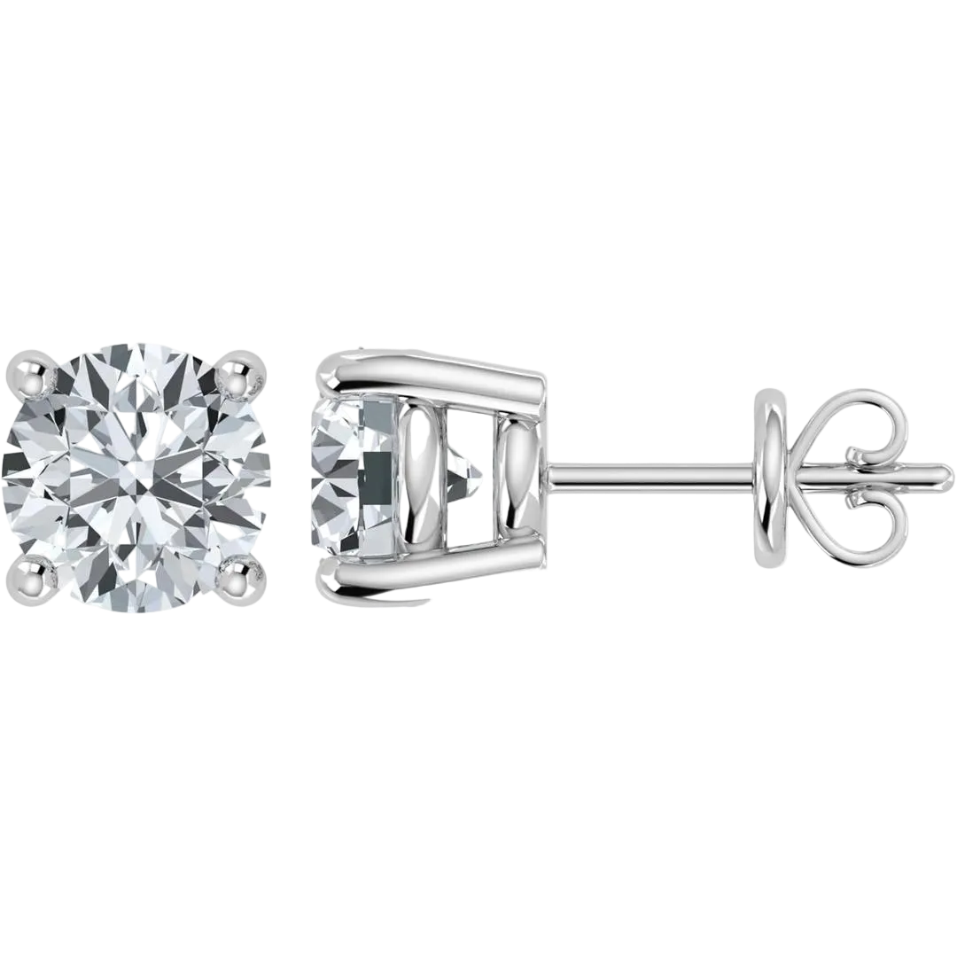 IGI Lab-Grown Diamond Round Stud Earrings (0.50ct - 10ct)