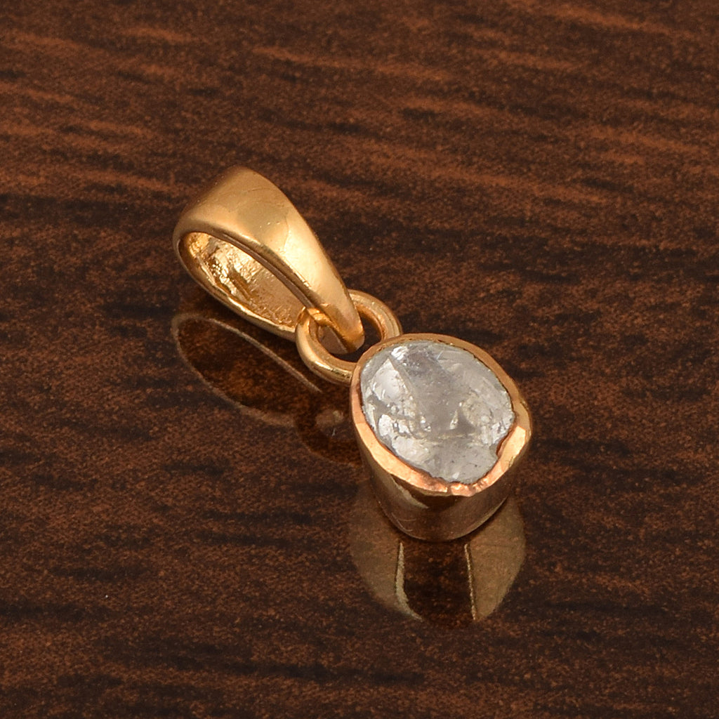 0.50ct Uncut Natural Polki Diamond Solitaire Pendant