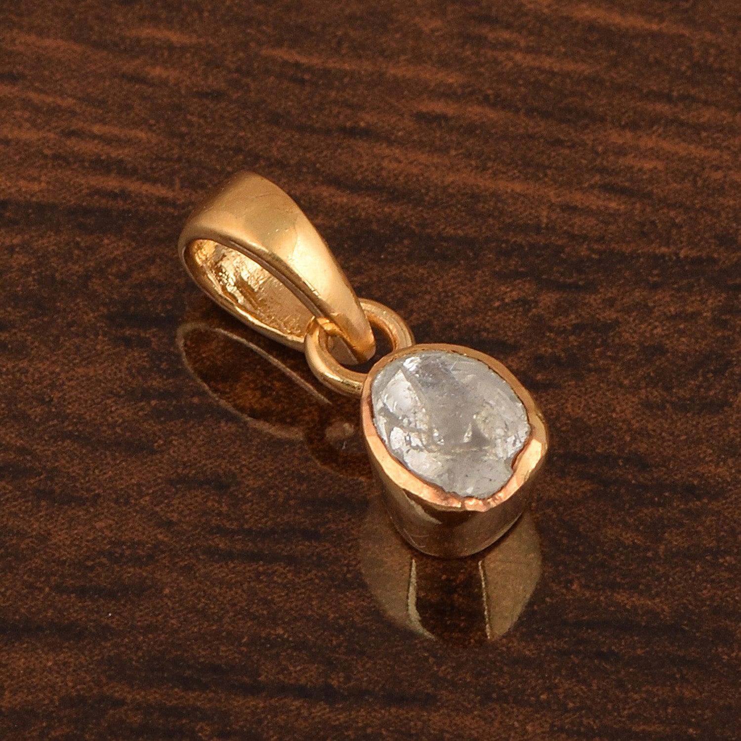 0.50ct Uncut Natural Polki Diamond Solitaire Pendant