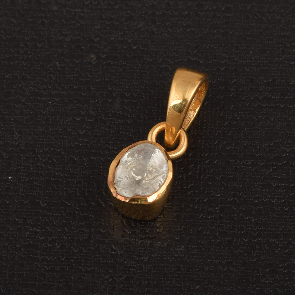 0.50ct Uncut Natural Polki Diamond Solitaire Pendant