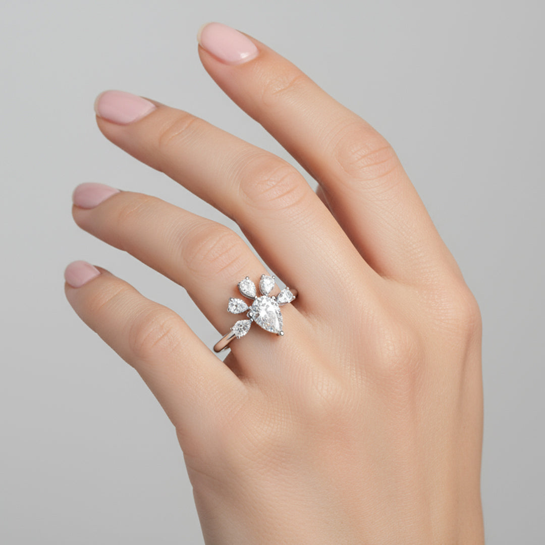 Pear Lab Grown Diamond Cluster Ring