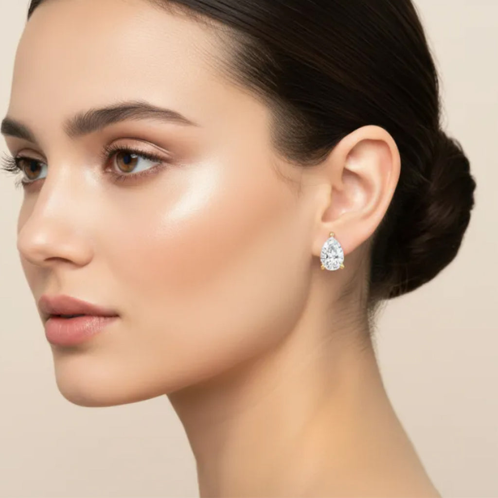 Lab Grown Diamond Pear Solitaire Earrings (1ct-2ct)