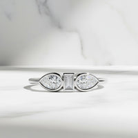 Pear & Baguette Three-Stone Lab Grown Diamond Ring