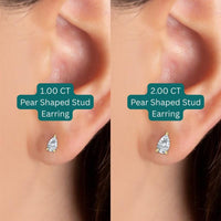 Pendientes de solitario en forma de pera con diamantes cultivados en laboratorio (1-2 ct)