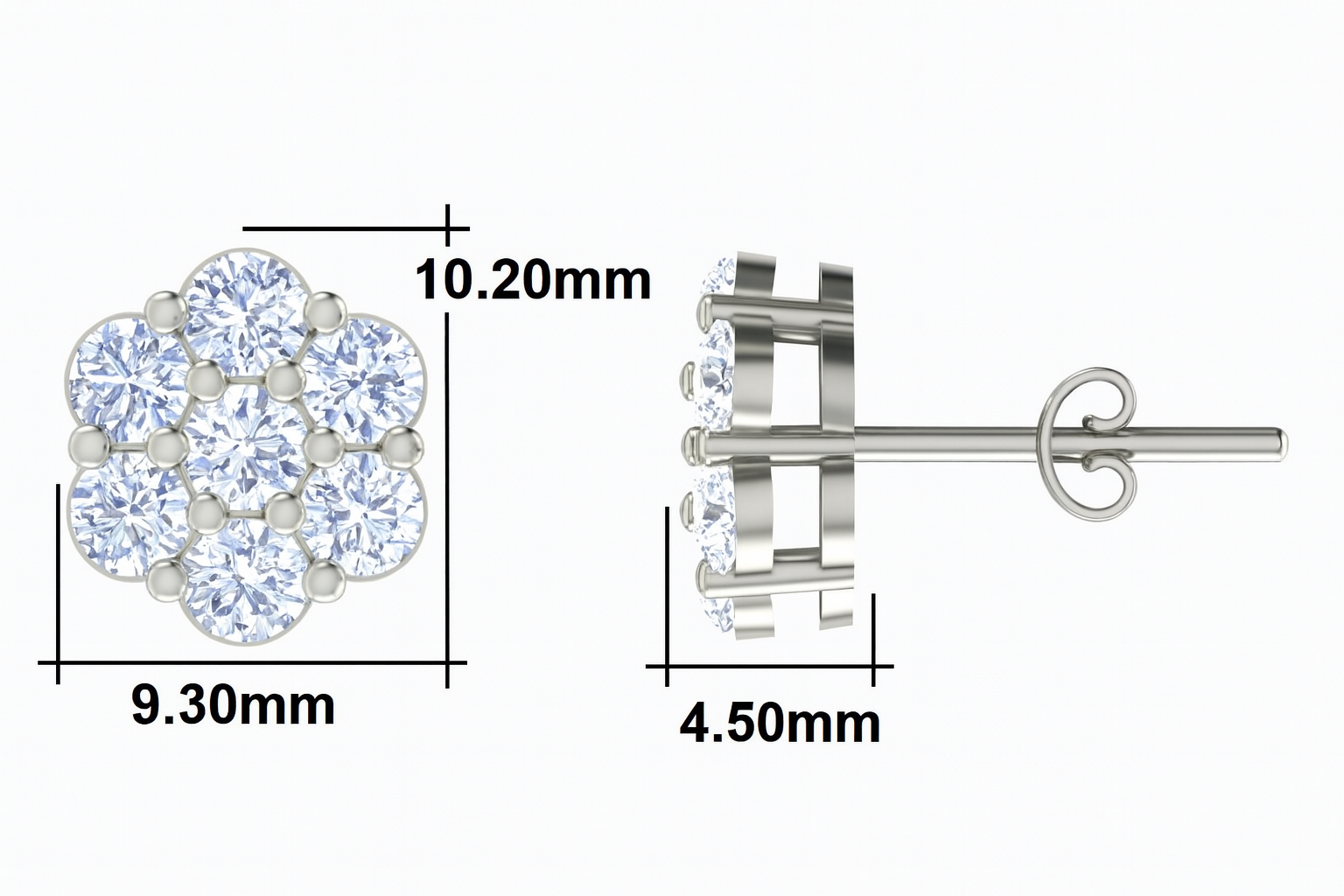 IGI Certified Natural Diamond Flower Earrings in 950 Platinum