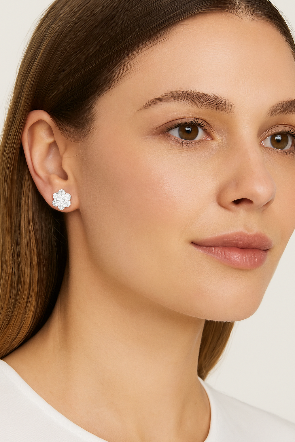 IGI Certified Natural Diamond Flower Earrings in 950 Platinum