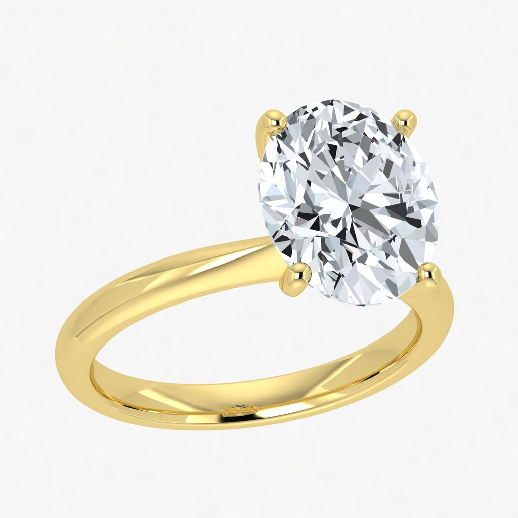Anillo solitario de diamante ovalado cultivado en laboratorio de 1,00 ct 