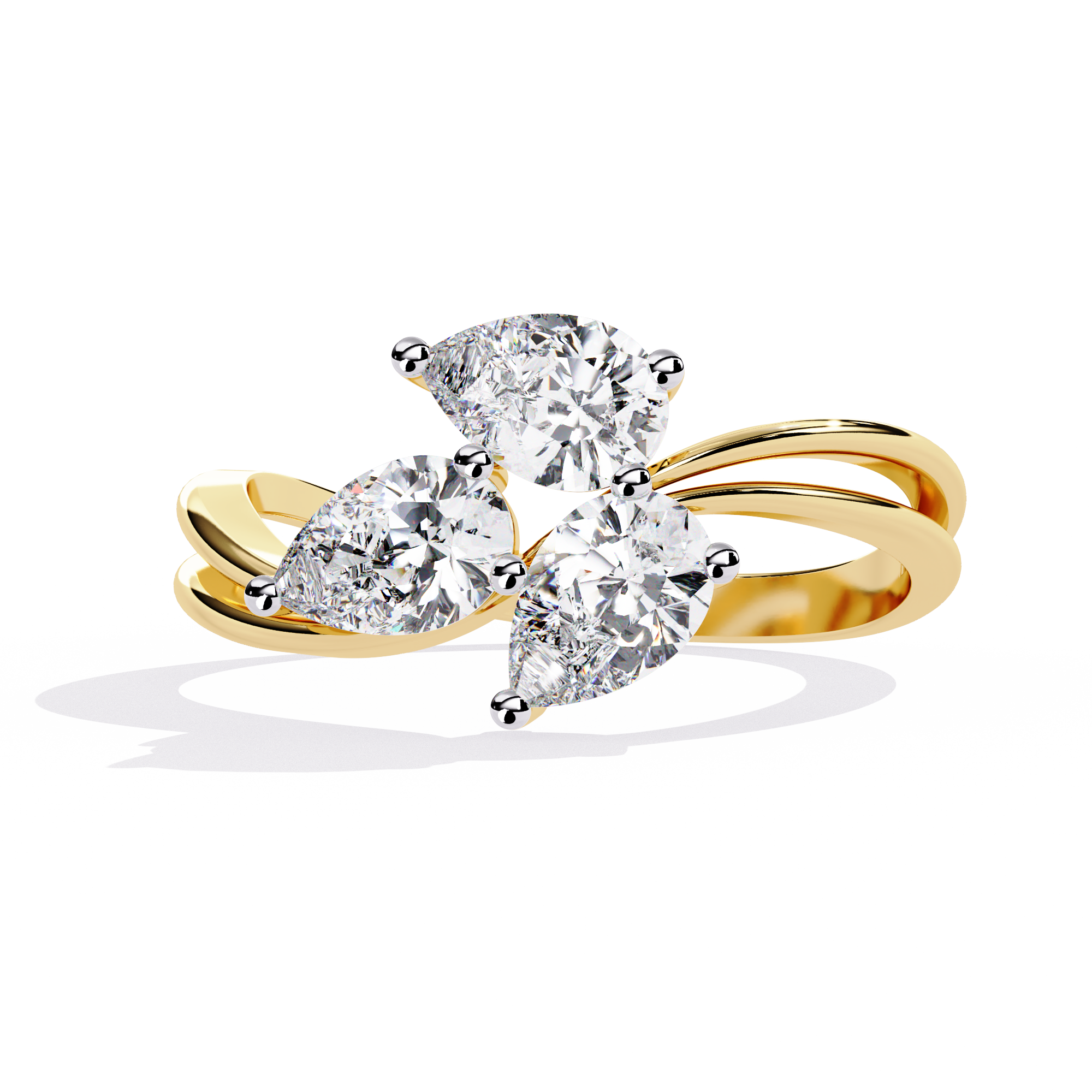 Elegant Three-Stone Pear Lab Grown Diamond Ring