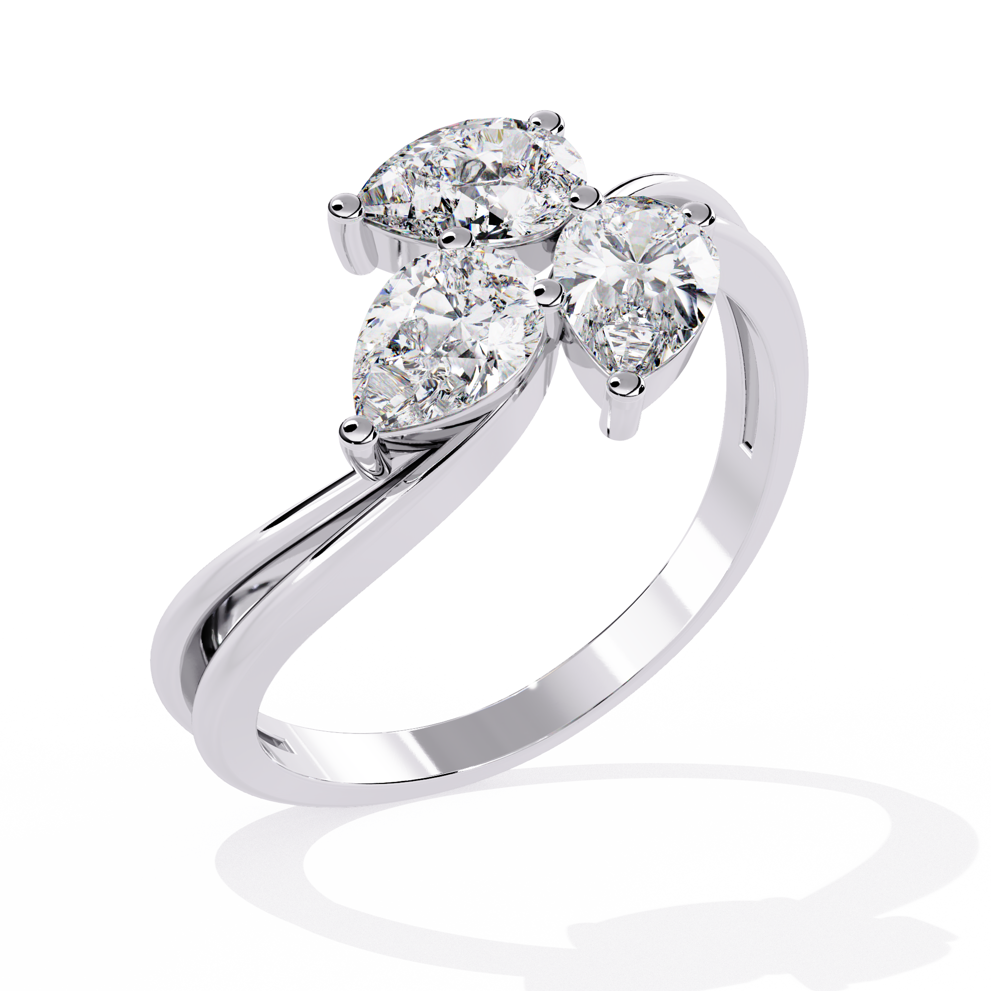 Elegant Three-Stone Pear Lab Grown Diamond Ring