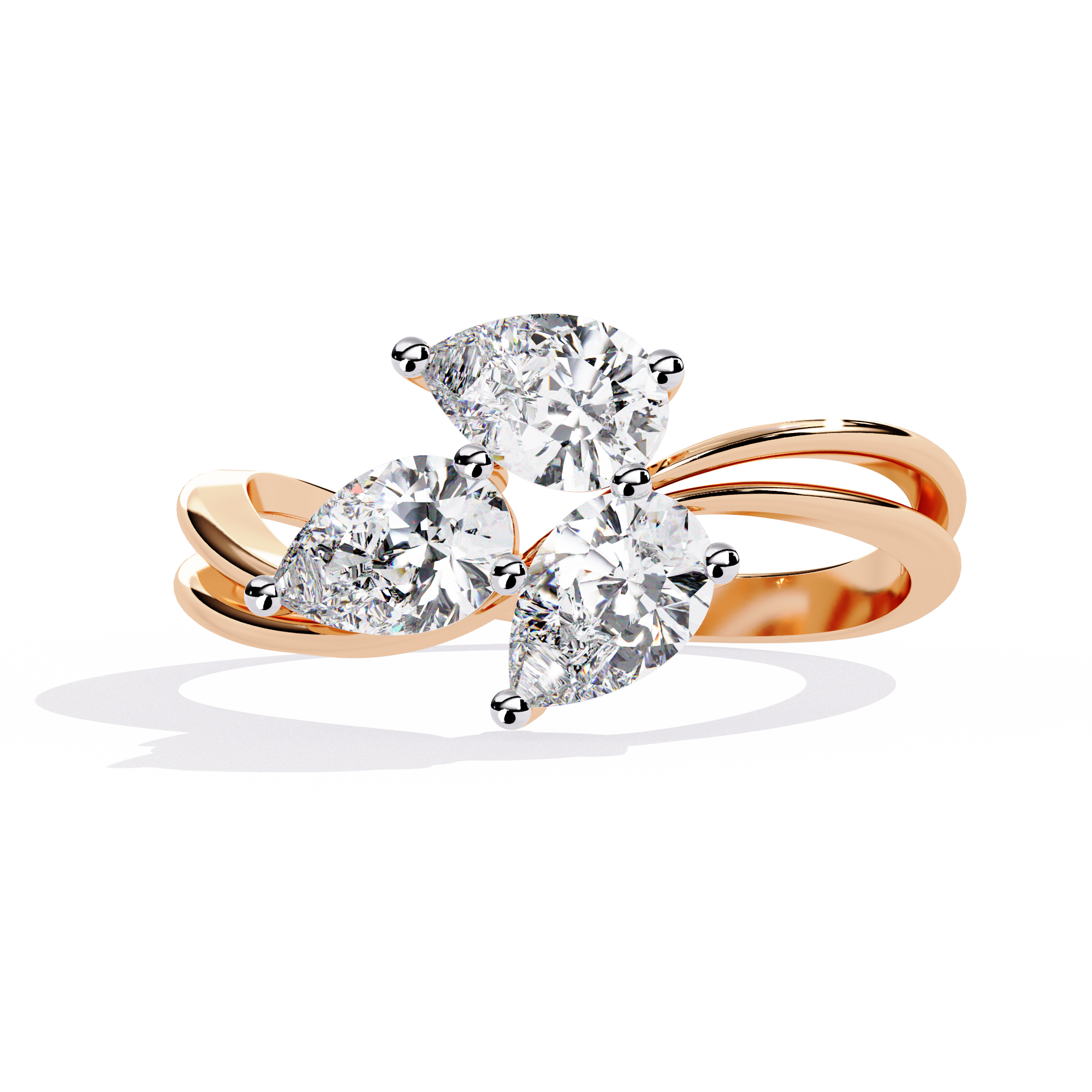 Elegant Three-Stone Pear Lab Grown Diamond Ring