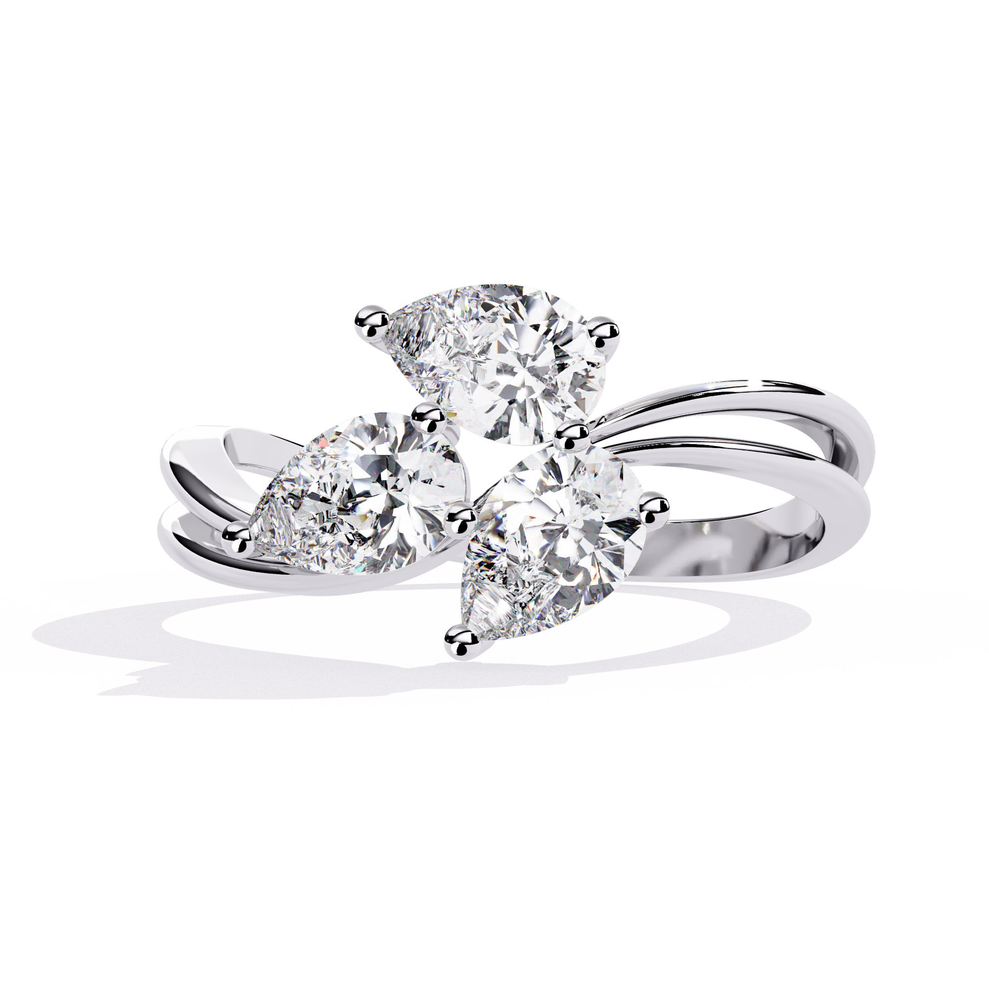 Elegant Three-Stone Pear Lab Grown Diamond Ring