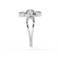 Elegante anillo de diamantes cultivados en laboratorio de tres piedras