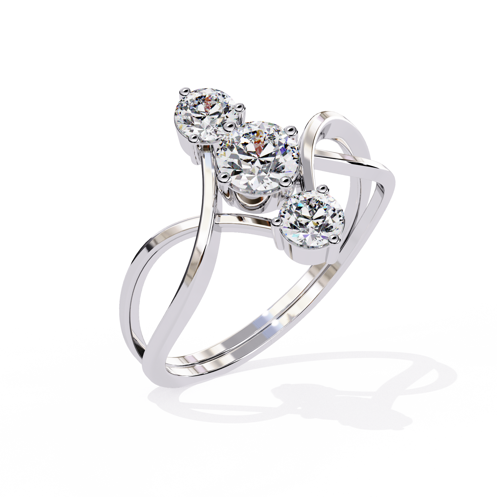 Graceful Three-Stone Lab Grown Diamond Ring