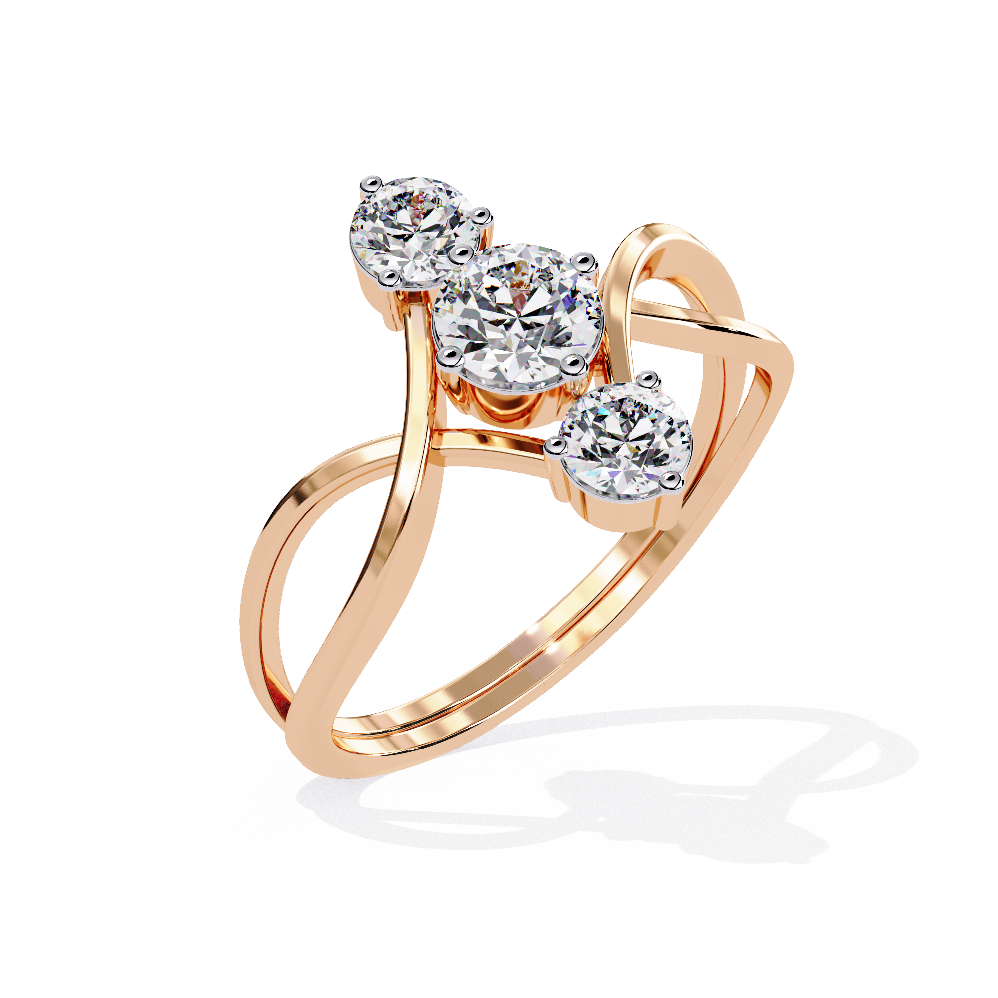 Graceful Three-Stone Lab Grown Diamond Ring
