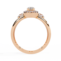 Elegante anillo de diamantes cultivados en laboratorio con forma de pera y tres piedras