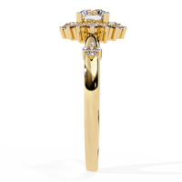 Anillo de diamantes cultivados en laboratorio con efecto sol radiante