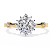 Anillo de diamantes cultivados en laboratorio con efecto sol radiante