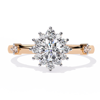Anillo de diamantes cultivados en laboratorio con efecto sol radiante