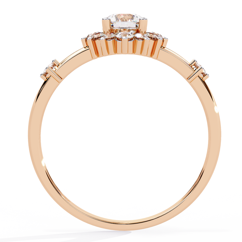 Anillo de diamantes cultivados en laboratorio con efecto sol radiante