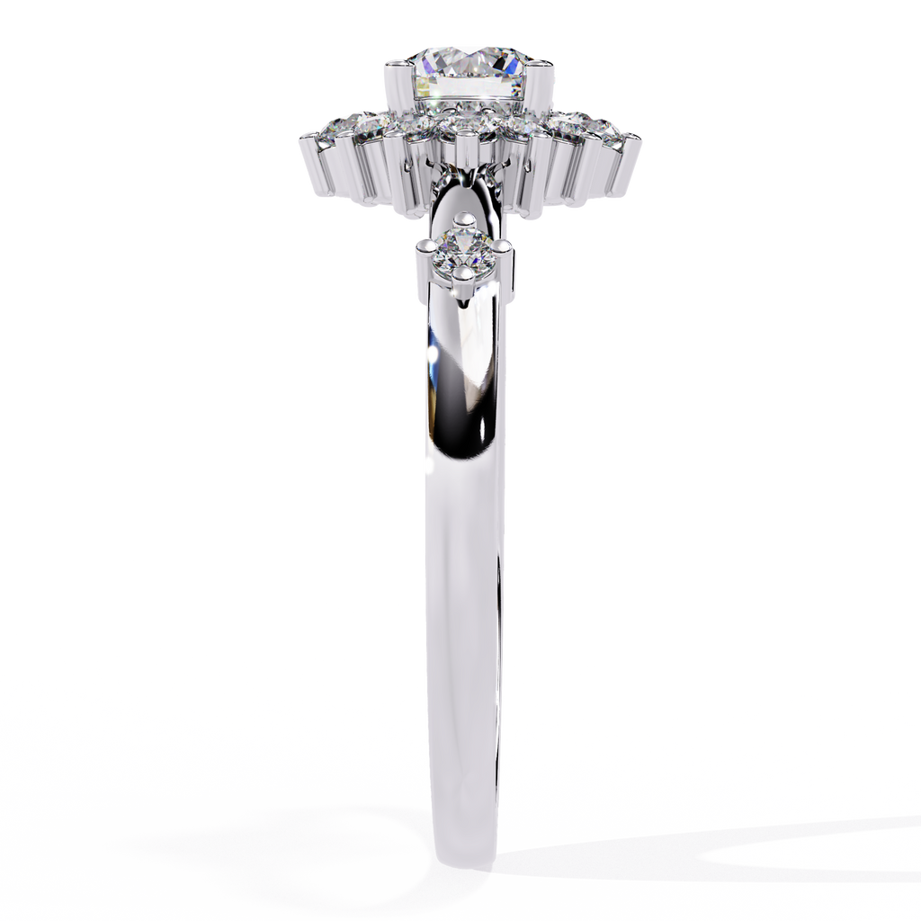 Anillo de diamantes cultivados en laboratorio con efecto sol radiante