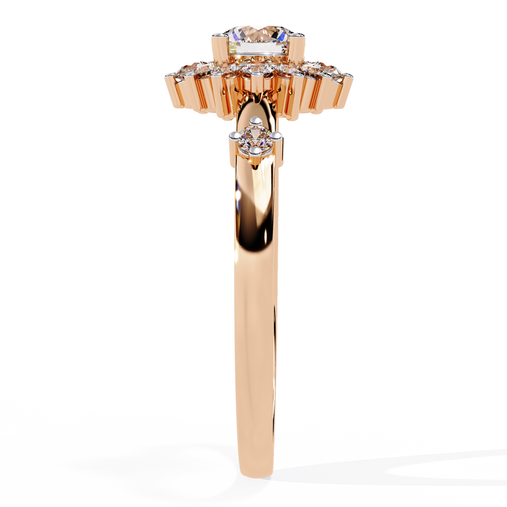 Anillo de diamantes cultivados en laboratorio con efecto sol radiante