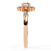 Anillo de diamantes cultivados en laboratorio con efecto sol radiante