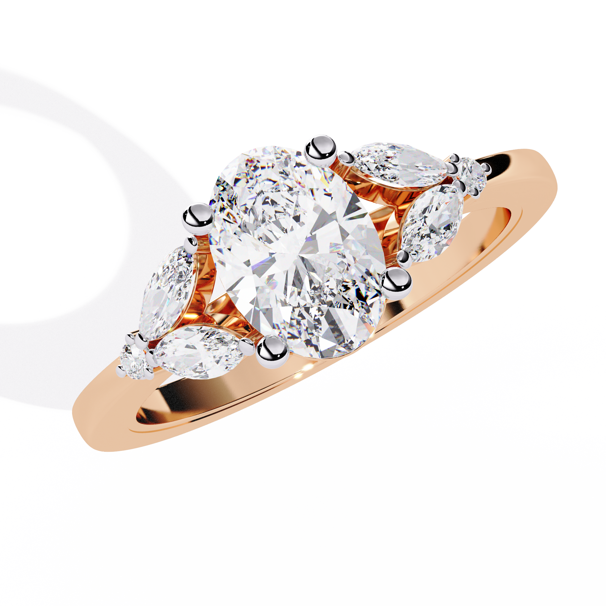 Timeless Oval-Cut Lab Grown Diamond Ring with Marquise Accents