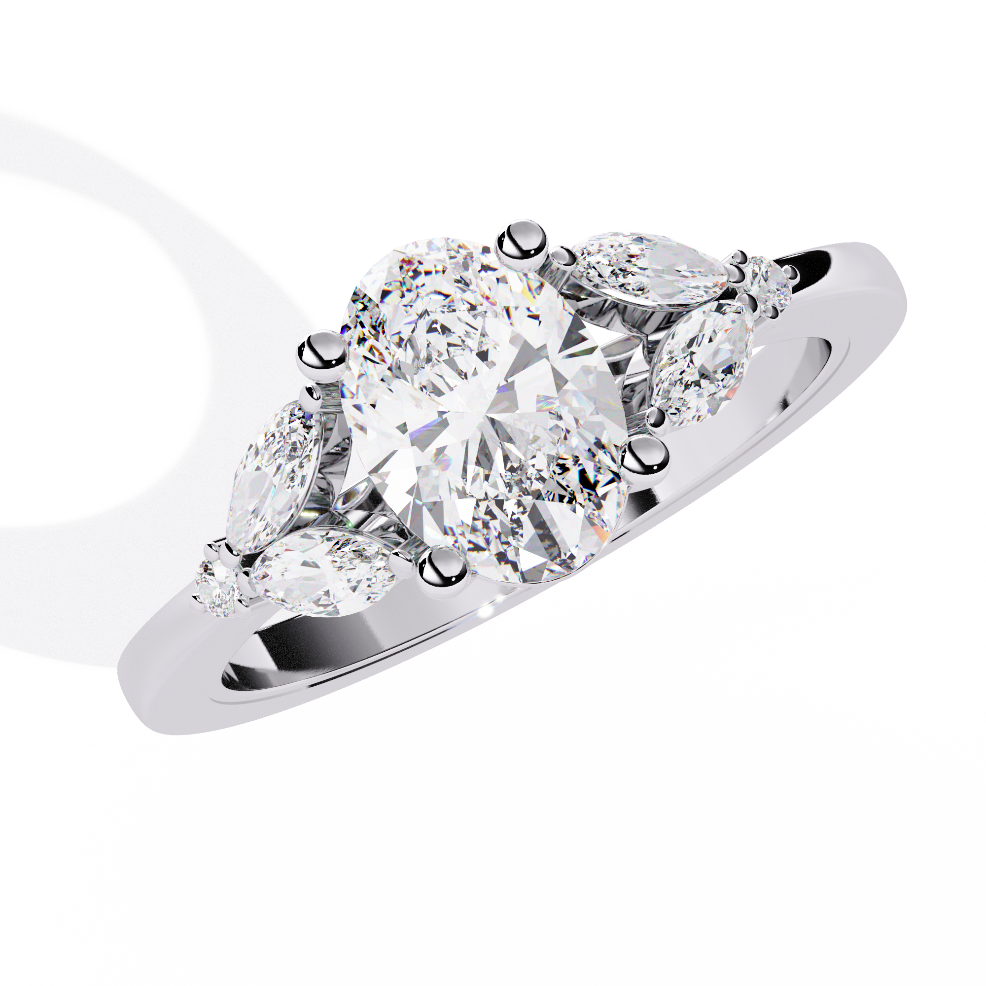 Timeless Oval-Cut Lab Grown Diamond Ring with Marquise Accents