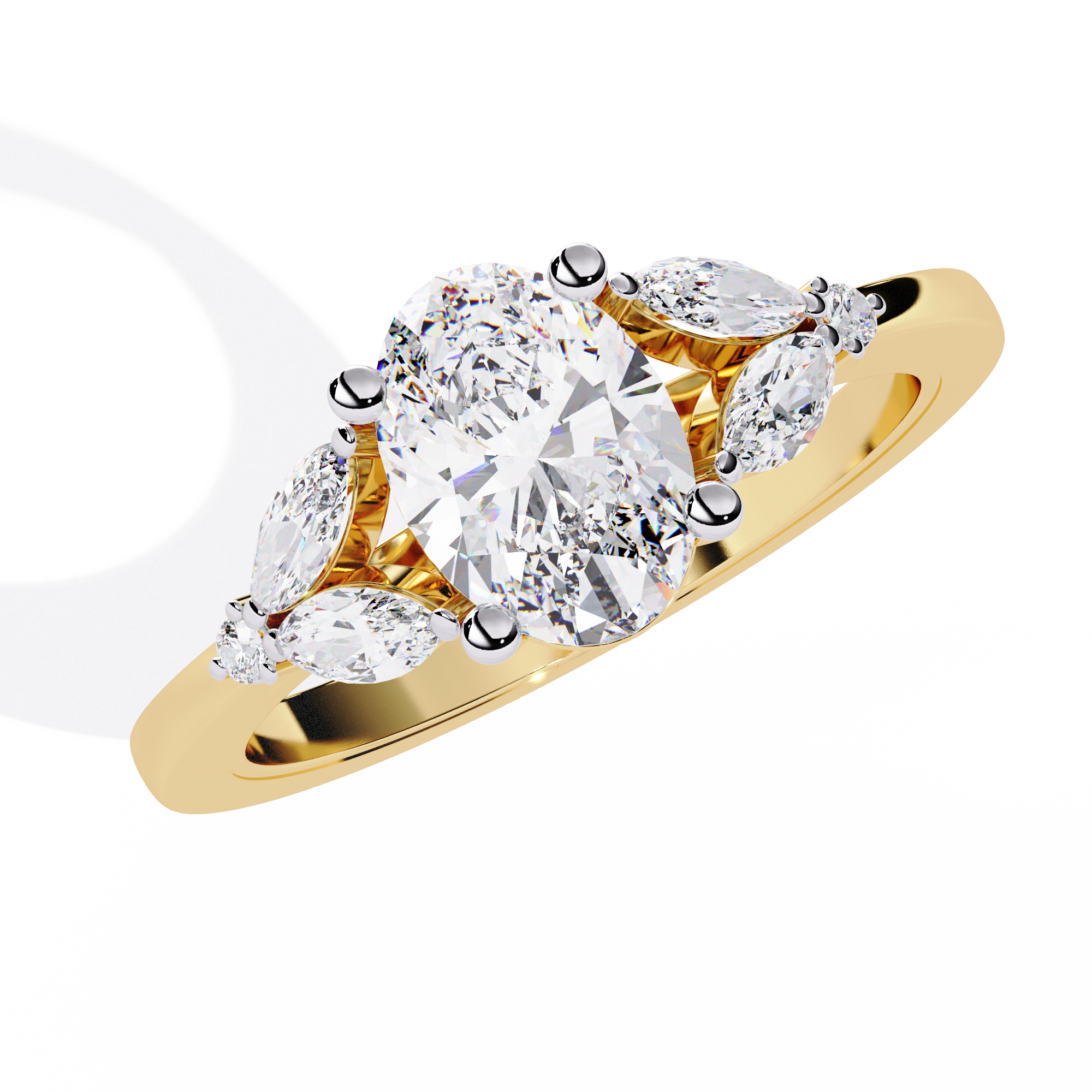 Timeless Oval-Cut Lab Grown Diamond Ring with Marquise Accents