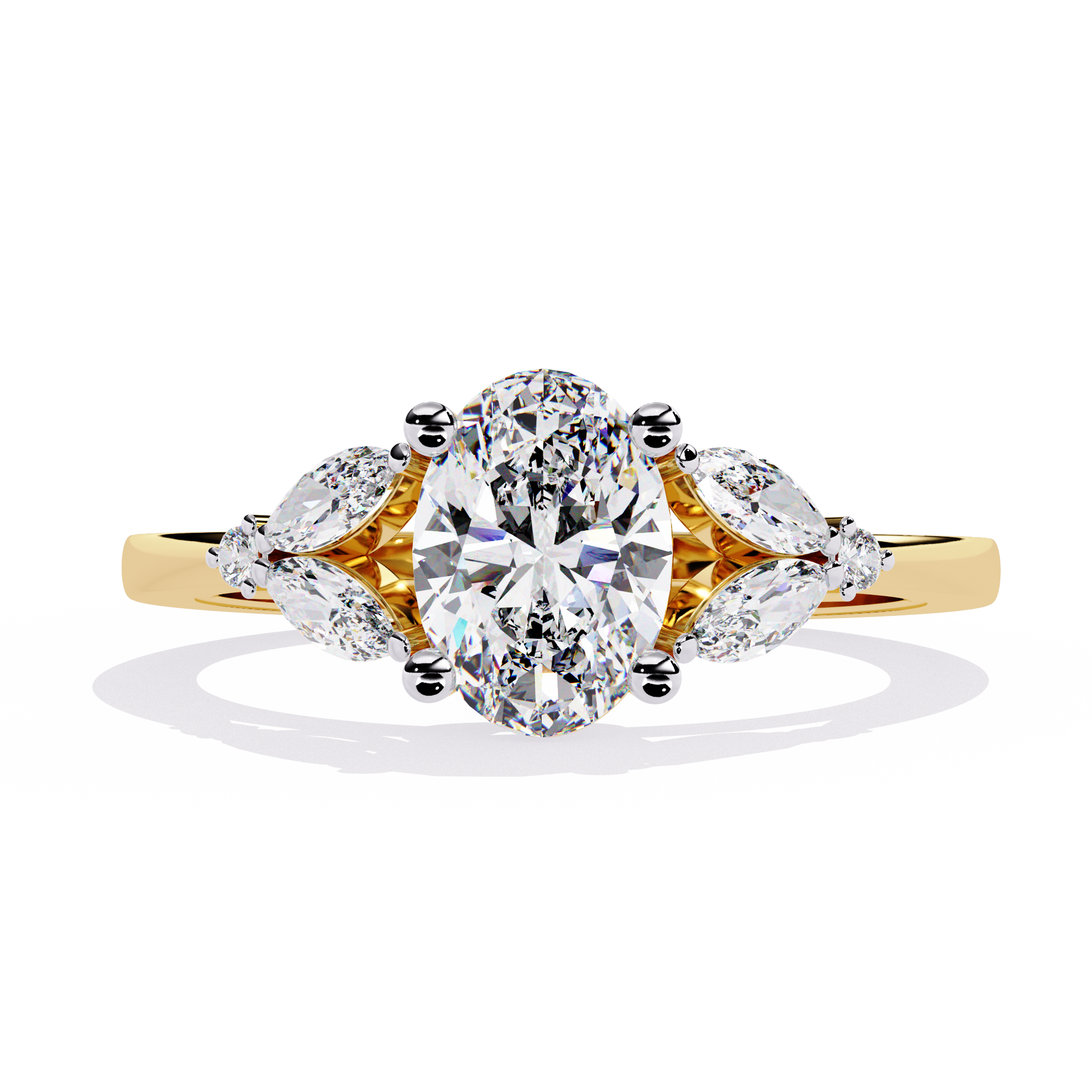 Timeless Oval-Cut Lab Grown Diamond Ring with Marquise Accents