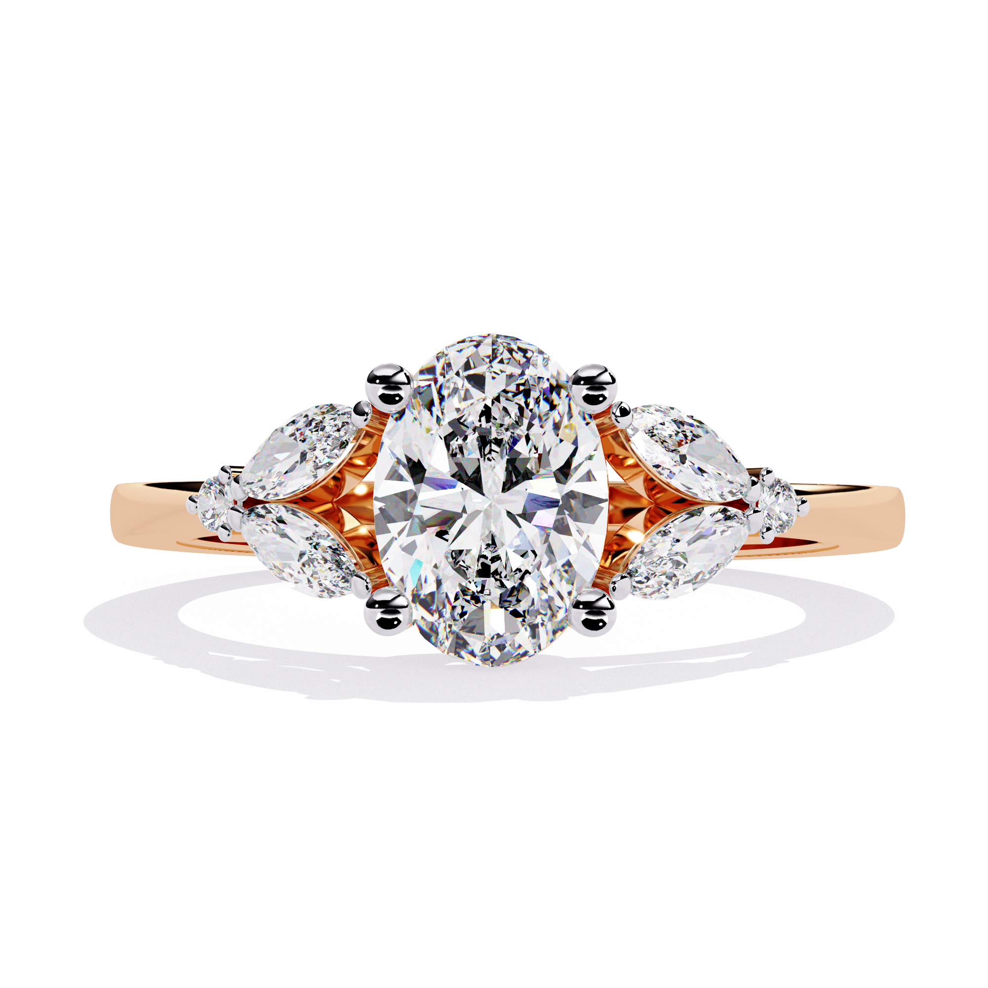 Timeless Oval-Cut Lab Grown Diamond Ring with Marquise Accents