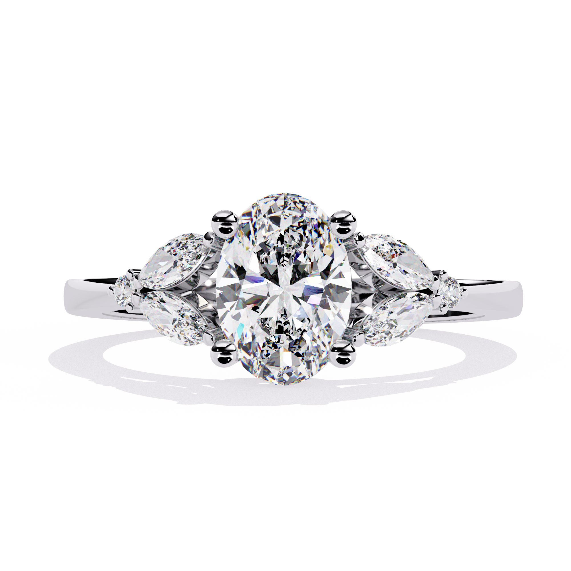 Timeless Oval-Cut Lab Grown Diamond Ring with Marquise Accents