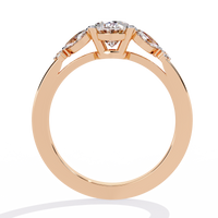Anillo atemporal de diamantes cultivados en laboratorio de talla ovalada con detalles marquesa