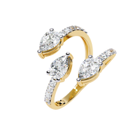 Anillo de diamantes cultivados en laboratorio con engaste de pera