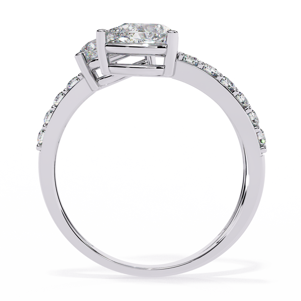 Anillo de diamantes cultivados en laboratorio con engaste de pera