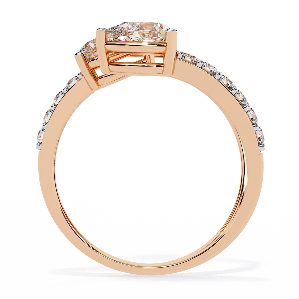 Anillo de diamantes cultivados en laboratorio con engaste de pera