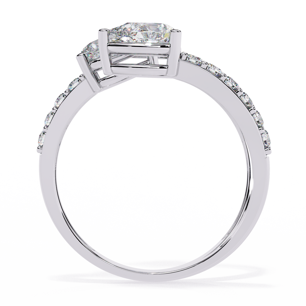 Anillo de diamantes cultivados en laboratorio con engaste de pera