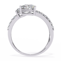 Anillo de diamantes cultivados en laboratorio con engaste de pera