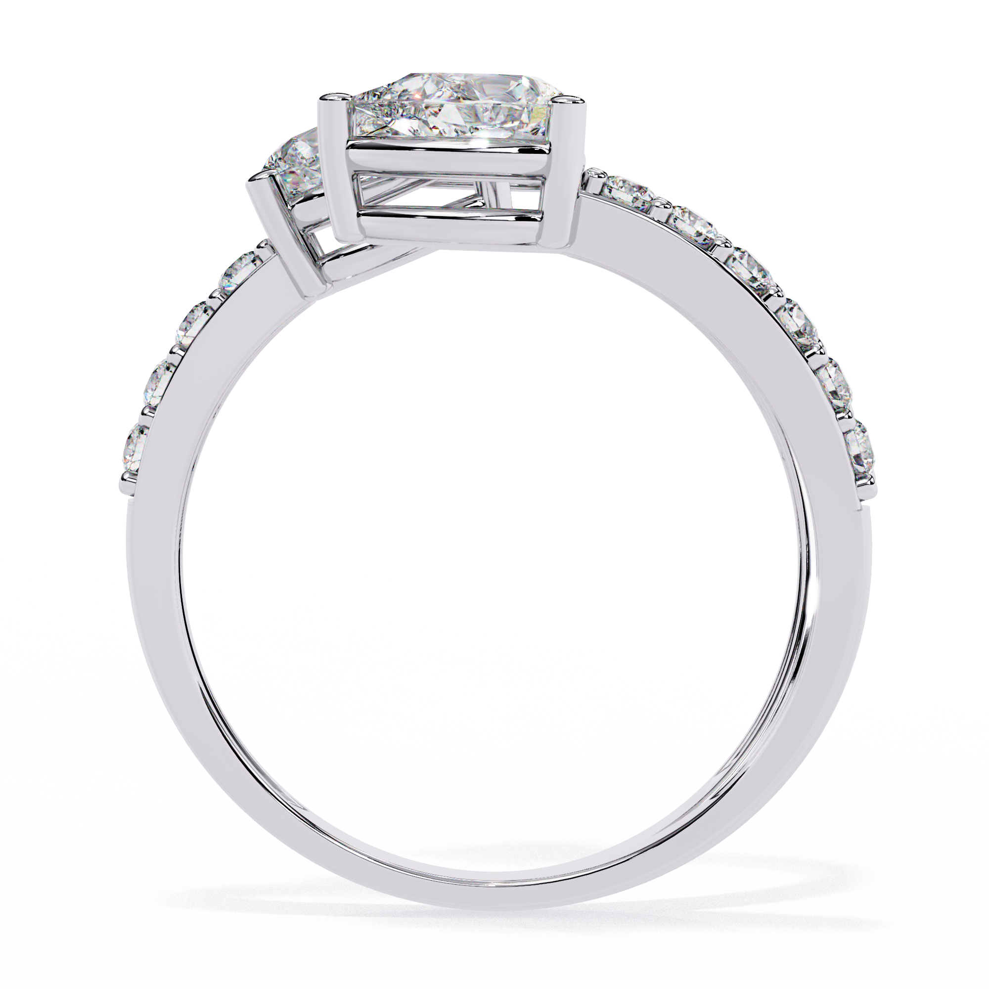 Anillo de diamantes cultivados en laboratorio con engaste de pera