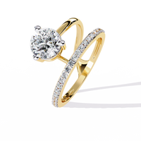 Anillo de diamantes cultivados en laboratorio con solitario flotante moderno