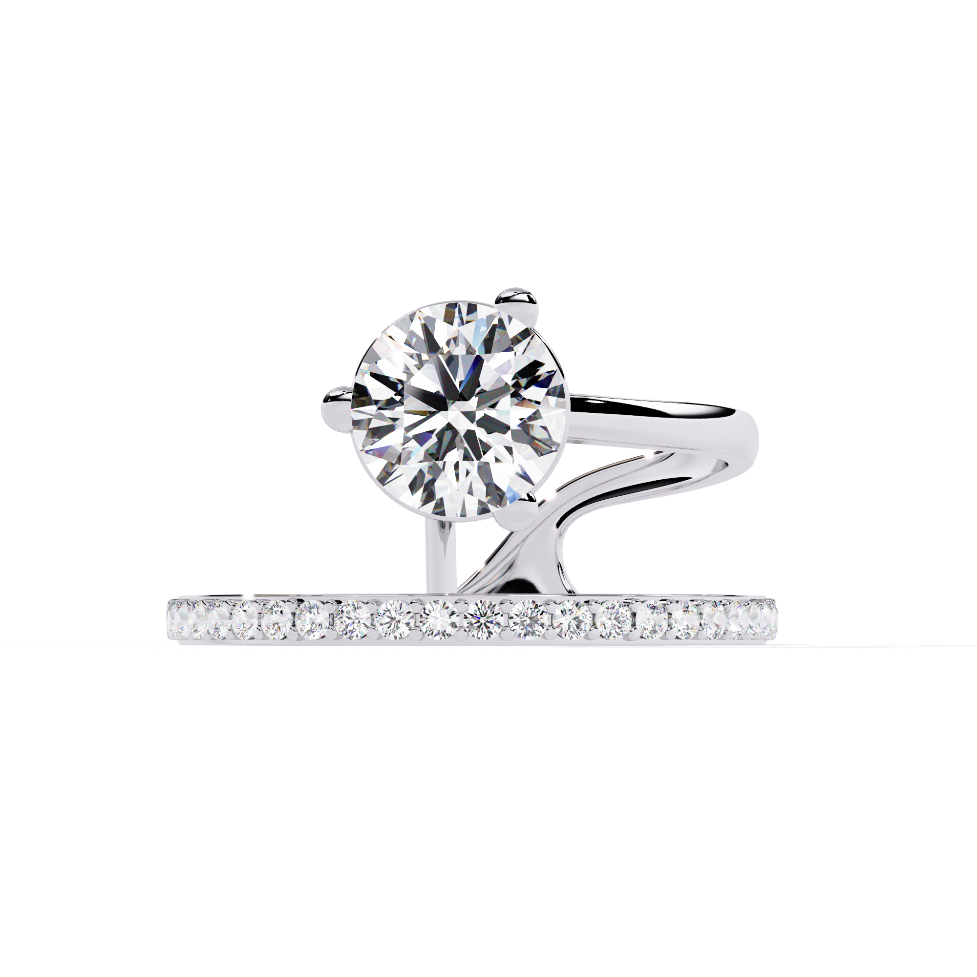 Modern Floating Solitaire Lab Grown Diamond Ring