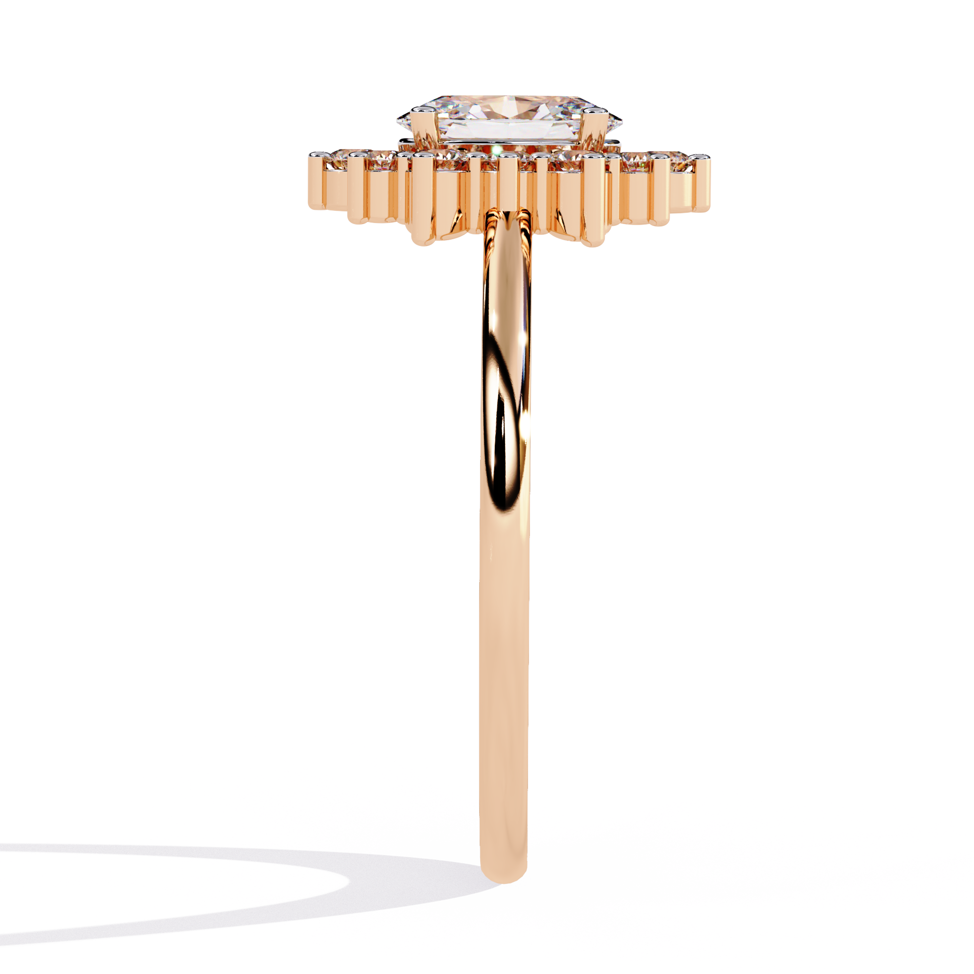 Anillo de diamantes cultivados en laboratorio con halo ovalado de inspiración vintage