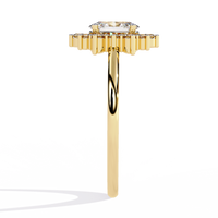 Anillo de diamantes cultivados en laboratorio con halo ovalado de inspiración vintage