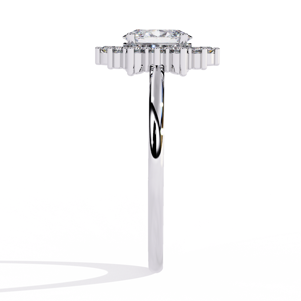 Anillo de diamantes cultivados en laboratorio con halo ovalado de inspiración vintage